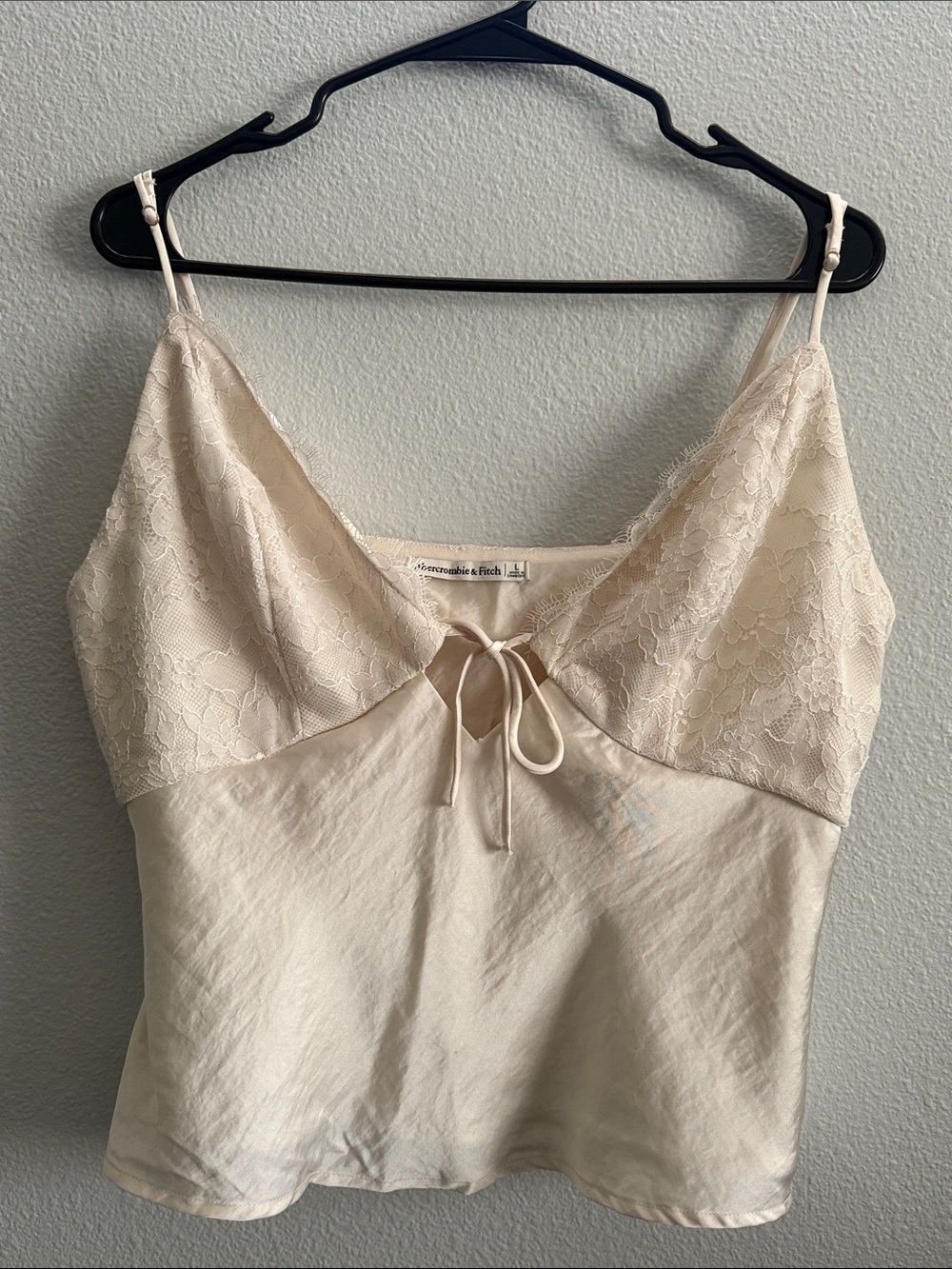 Abercrombie & Fitch Ivory Lace Cami Top Tie Front Y2K – Large